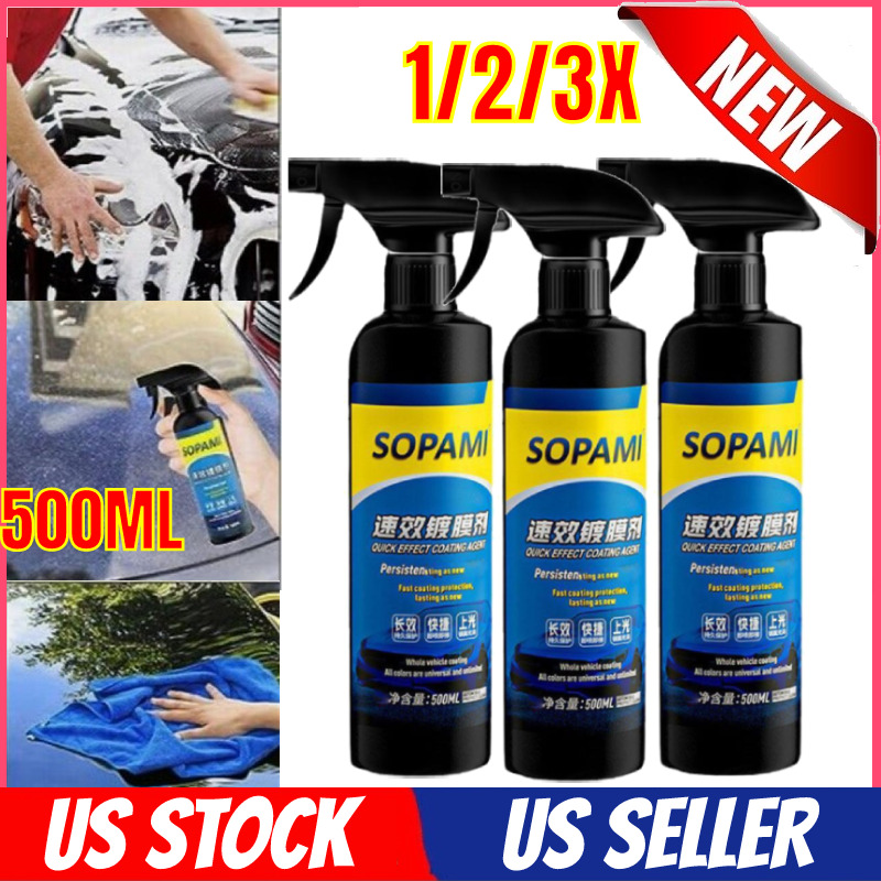 500ml Sopami Car Coating Spray Protection Quick Car Wax Polish Motorcycle  Set