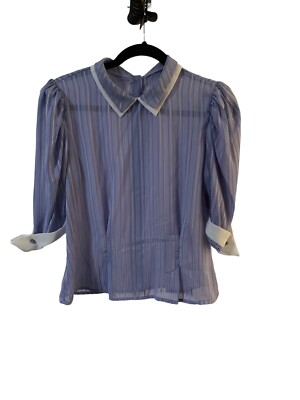 VTG Academia Pointed Flat Peter Pan Blouse Women's Button Up Long Sleeve Top
