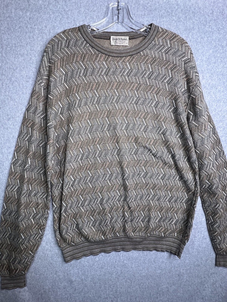 Tricots St Raphael Sweater Adult Large Brown Chevron Diamond Knit