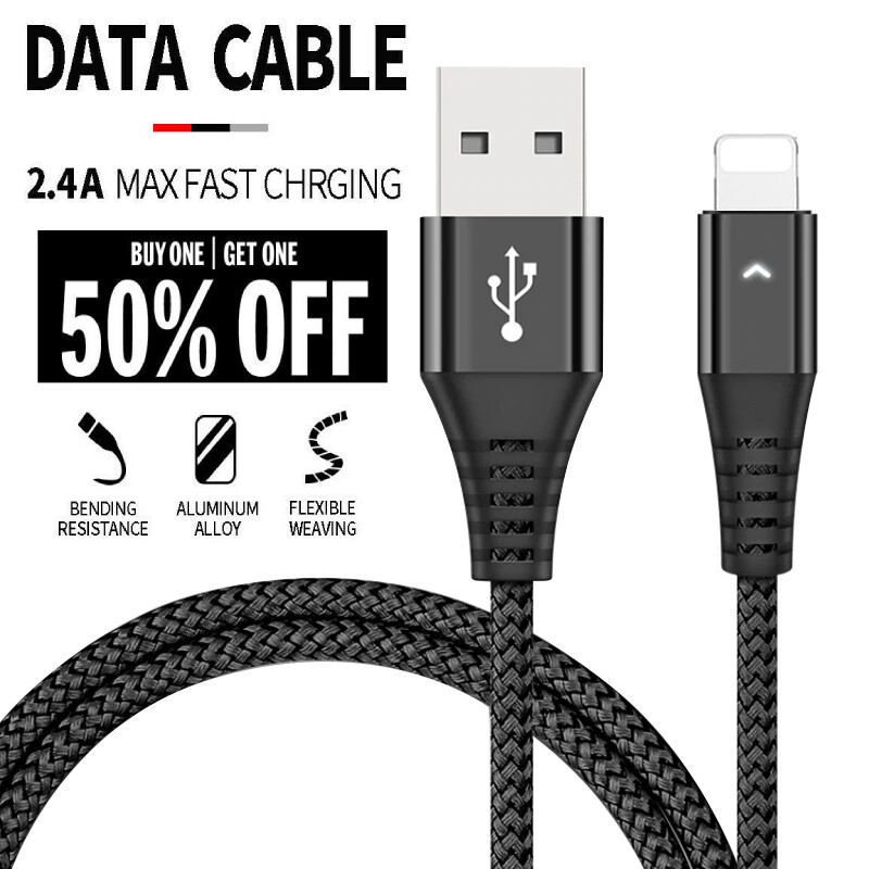 LED USB Cable For iPhone X XS XR Plus 11 12 Pro Max Fast