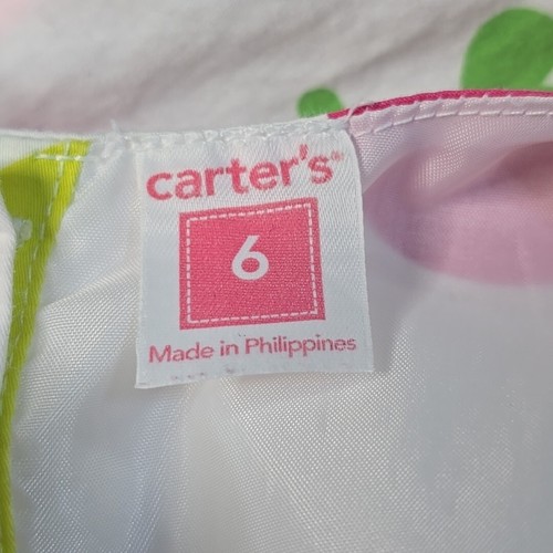 Carter's Girls Sz 6 Empire Waist Dress White Layered Bubbles Rosette Sleeveless - Picture 5 of 8