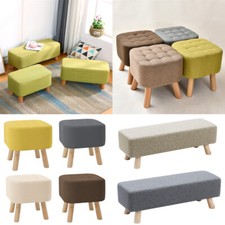 Padded Large Footstool Ottoman Rectangle Square Pouffe Bench Stool Wood 4 Legs