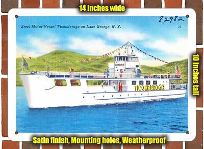 METAL SIGN - New York Postcard - Steel Motor Vessel Ticonderoga On Lake George,