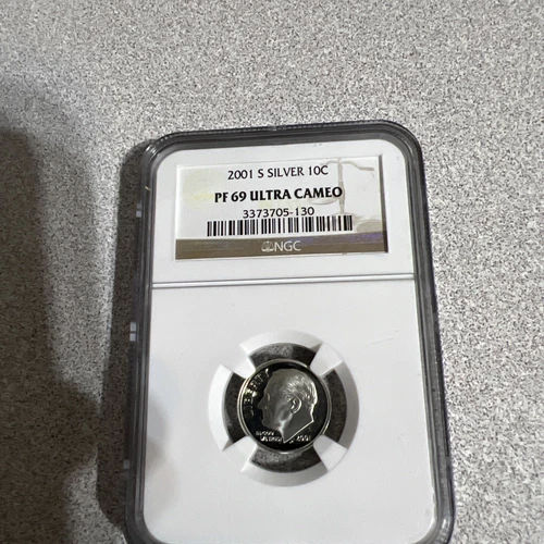 2001 S Silver 10C Roosevelt Dime PF69 Ultra Cameo NGC Classic Brown Label