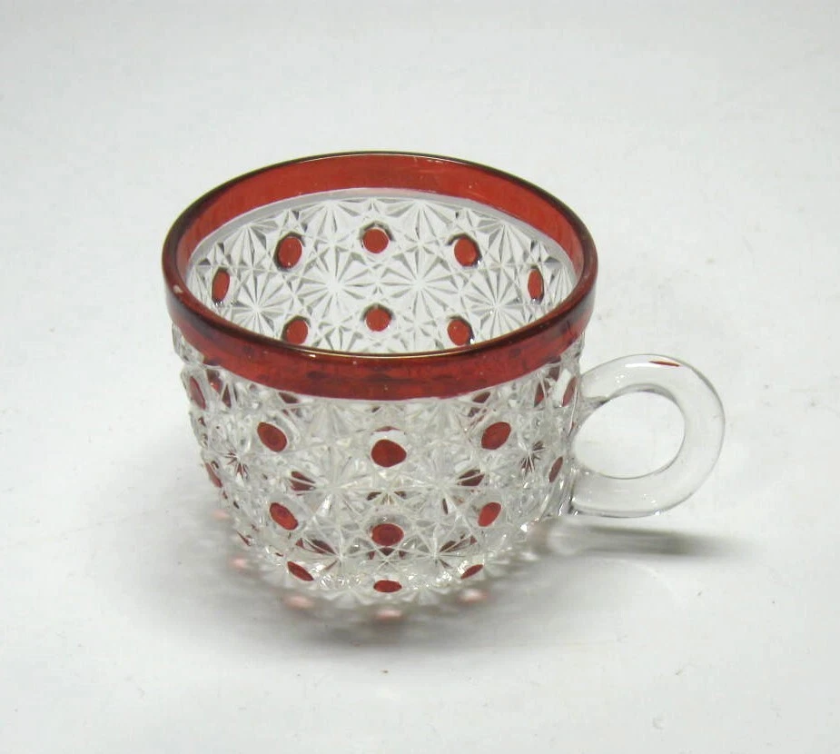 EAPG ** RUBY STAINED/PUNCH CUP = DAISY AND BUTTON W/RED DOTS= FASHION = PRISTINE - Image 2 of 3