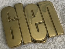 VINTAGE 1970 CUT-OUT NAME GLEN SOLID BRASS BELT BUCKLE