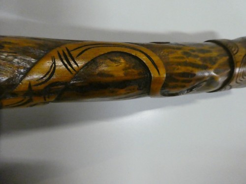 VINTAGE AUSTRALIAN WOODEN ABORIGINAL DIDGERIDOO CARVED SNAKE SERPENT MOTIFS - Picture 14 of 14