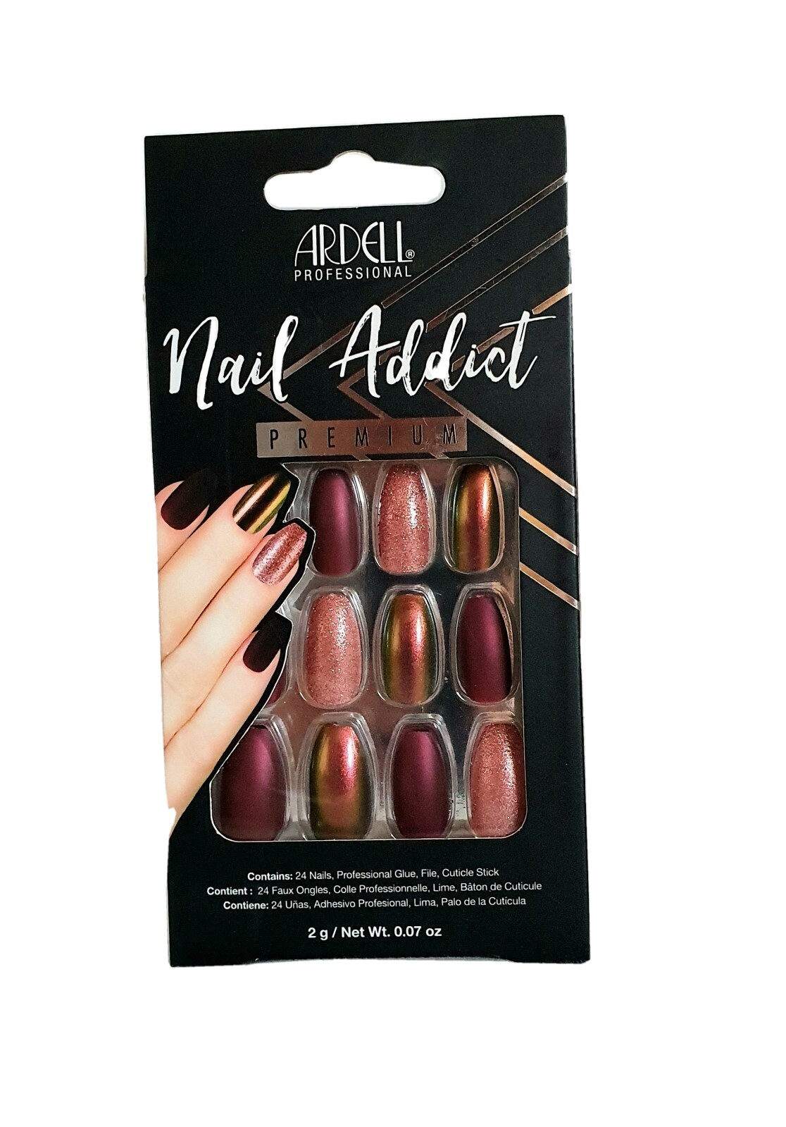 Ardell Professional Nail Addict Premium Artificial Nail Set, Red Cateye - New