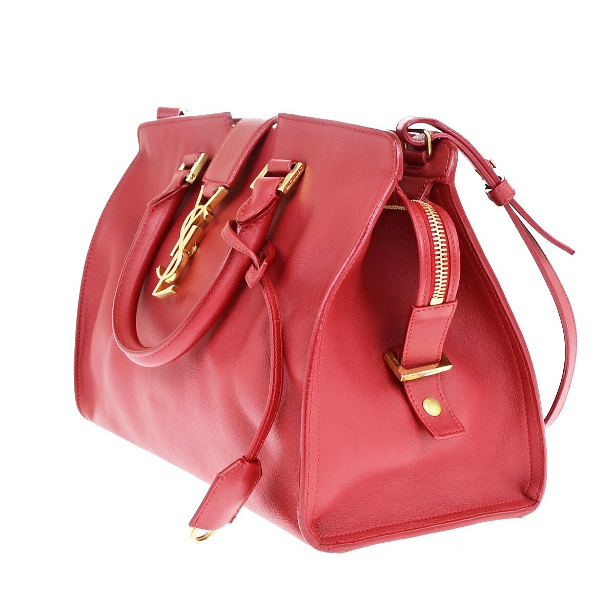 Borsa a mano SAINT LAURENT YSL logo Cabas 2 vie pelle rossa GHW Italia 29EC867