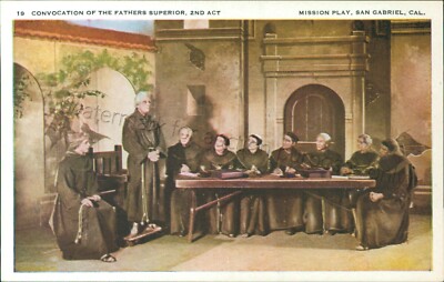 San Gabriel, CA - Mission Play Convocation - Vtg unused California Postcard