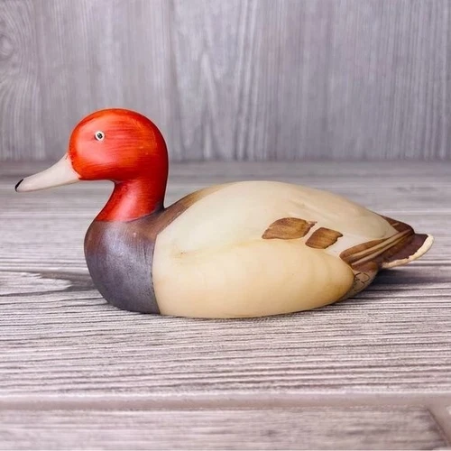 Vintage Fenton canvasback Duck Art Glass handpainted Glass figurine decor