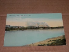 IRONTON OHIO - 1907-1915 ERA POSTCARD - OHIO RIVER and IRON MILLS