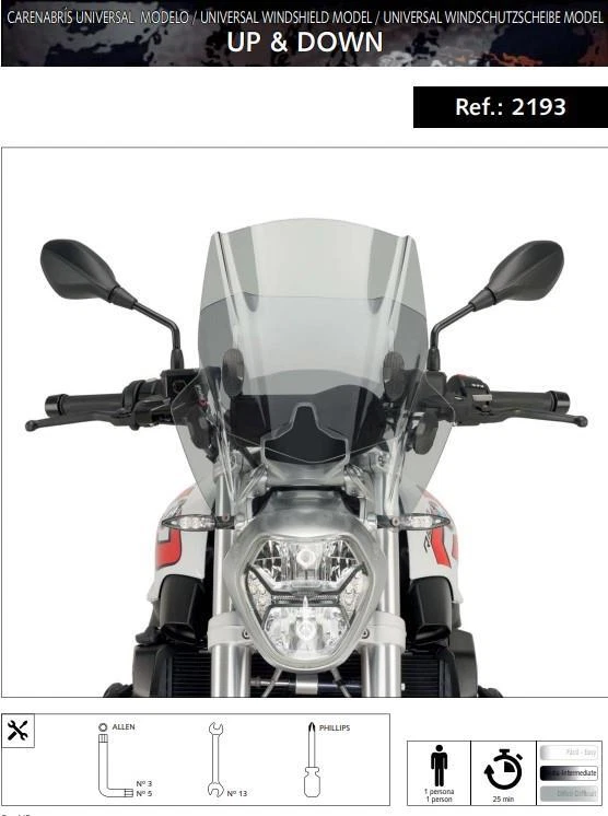 Puig Pantalla Ajustable Humo Claro Yamaha XV 535 S Virago 1988 - 1995 - Imagen 4 de 4