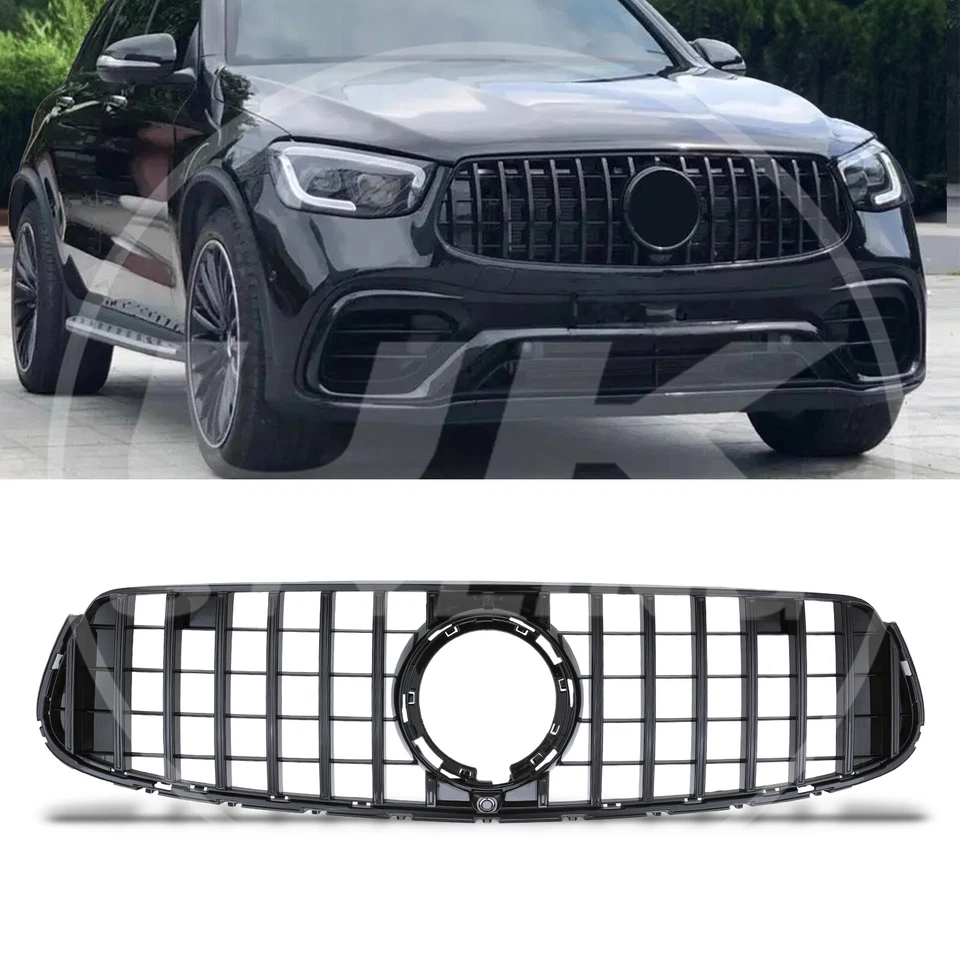 BLACK PANAMERICANA GTR LOOK FRONT GRILL FRONT GRILLE FOR MERCEDES GLC X253 2020+