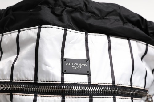 DOLCE & GABBANA Bag Black White Striped Polyester Drawstring Men Backpack 890usd - Picture 2 of 10