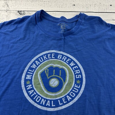 Wright & Ditson Milwaukee Brewers Short Sleeve T Shirt Men's Large Blue