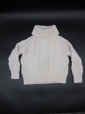 POLO RALPH LAUREN Size 5 Kids Boys or Girls Cable Knit Sweater Off White EXC
