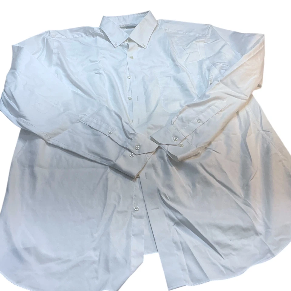 17.5 38/39 Rochester Algodón Egipcio Sin Hierro Camisa Botón Hombres Lote 2 Azul Blanco Foto 2 de 4