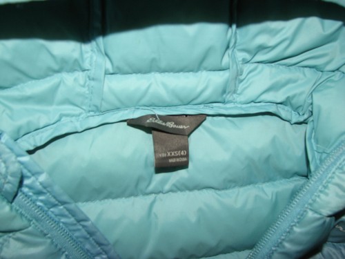 Eddie Bauer Duck Down Puffer Jacket Kids Sz XXS 4 Hooded Ombre purple turquoise - Picture 3 of 3