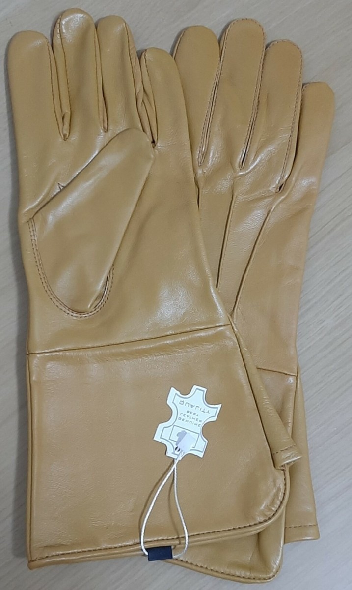 Leather Genuine Sheepskin Gloves Long Arm Cuff
