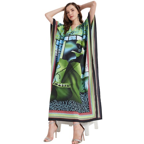 Women Kaftan Casual Maxi Dress Kimono Sleeve Evening Gown Beachwear Sundress - Picture 106 of 452