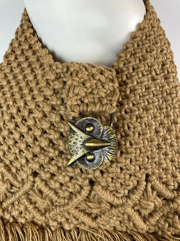 Bolso Burning Man Rave Retro Boho Macramé Crochet con Cierre de Búho + Flecos Grande Foto 2 de 4