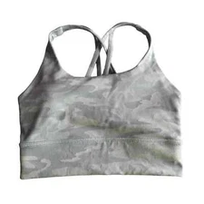Lululemon ENERGY BRA LONG LINE RIB INCOGNITO CAMO ALPINE WHITE MULTI SZ 4