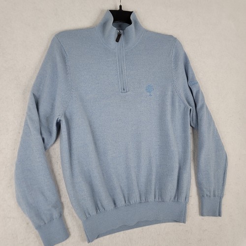 Fairway Greene Golf Sweater Pullover Men Small Blue Knit Merino Zip Toscana Golf - Picture 10 of 19
