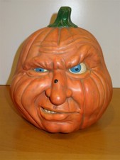 1980s Ceramic Scary Orange Man Jack-O-Lantern Wise Guy Pumpkin Halloween