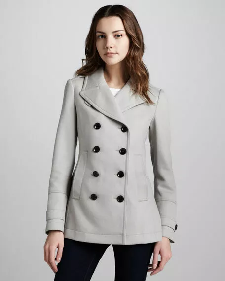Burberry short double wool twill trench on sale coat