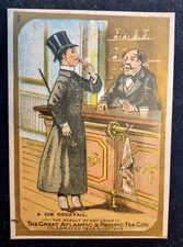 Old Trade Card Great Atlantic & Pacific Tea Co Coffee Gin Cocktail Bartender Bar
