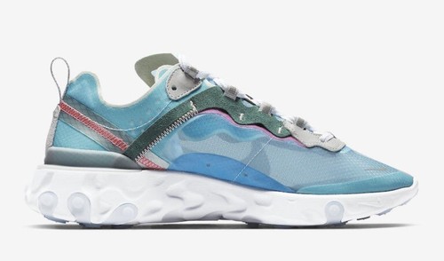 Nike React Element 87 Royal Tint Black Wolf Grey Solar Red Size 9.5 AQ1090-400 - Picture 3 of 6