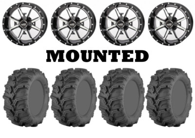 Kit 4 ITP Mud Lite XTR Tires 27x9-14 on Frontline 556 Machined Wheels CAN