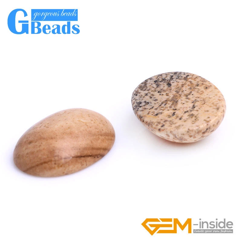 Oval Yellow Picture Jasper Cabochon Beads Ring Pendant Jewelry Making 5pcs Stone - Image 3 of 4