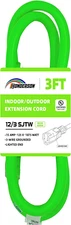 3FT 12/3 Lighted Outdoor Extension Cord - 12 Gauge 3 Prong SJTW Heavy Duty Neon