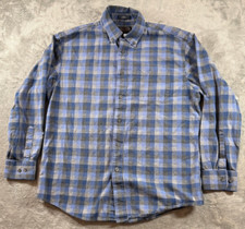 Pendleton Shirt Mens Large Blue Gray Check Landry Wool Blend Flannel Outdoor