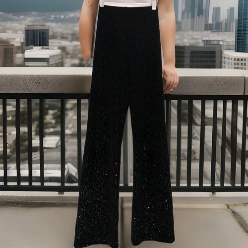 Women's Blk Glittery Fireworks Dance/Costume Pants W-24-29/nseam-29/L-44" VGC