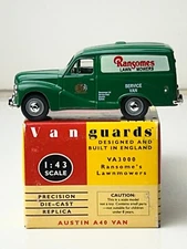 Vanguards 1:43 Scale Diecast 1950's Austin A-40 Van, Ransomes Lawn Mowers