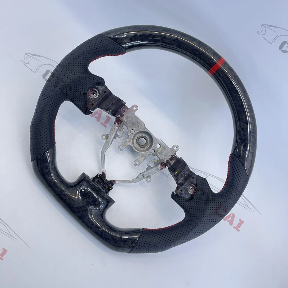 Volante de fibra de carbono forjado personalizado para Subaru WRX/STI 2008-2014 Foto 3 de 4