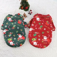 Christmas Pet Dog Clothes for Small Dogs Warm Jacket Santa Printing Coat Costume