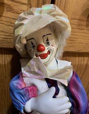 Vintage Porcelain Wind Up Musical Moving Clown