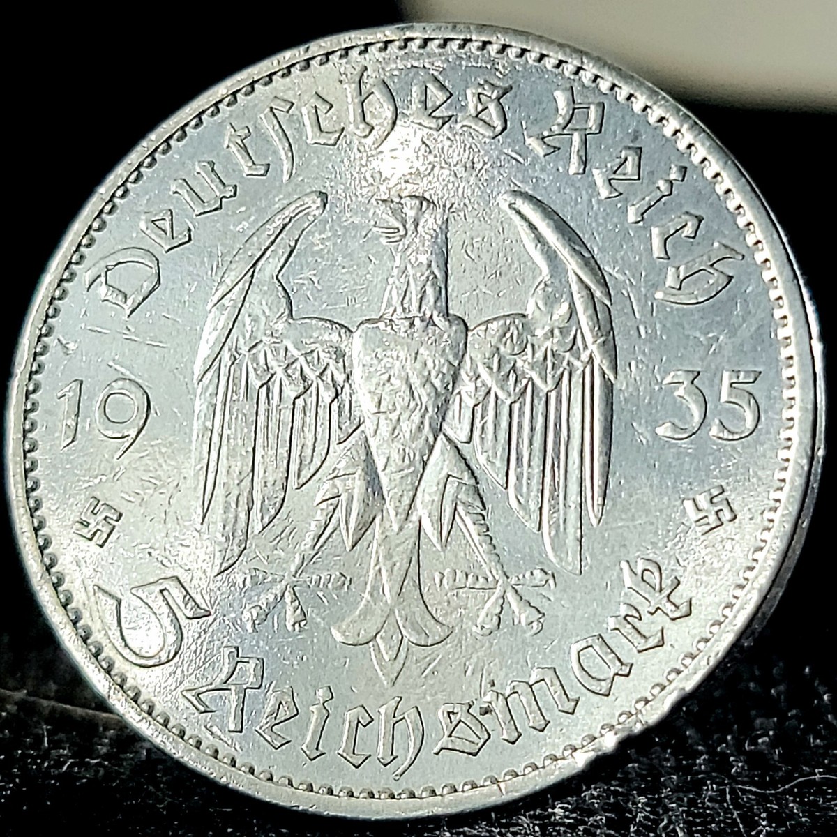 Beautiful* 1934/1935 90% Silver 5 Reichsmark Authentic Third