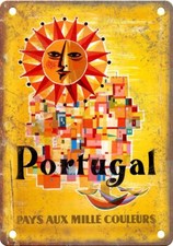 Letrero de metal - Póster de viaje vintage Portugal - Reproducción aspecto retro T256