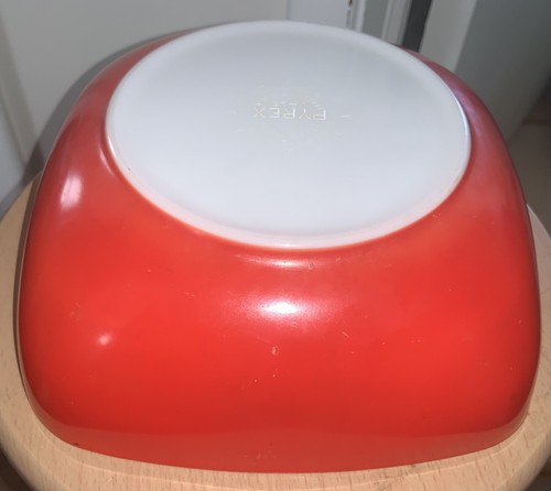 Vintage Pyrex Glasschale rot quadratisch Servier Obstschale #525 2 1/2 Quart - Bild 3 von 8