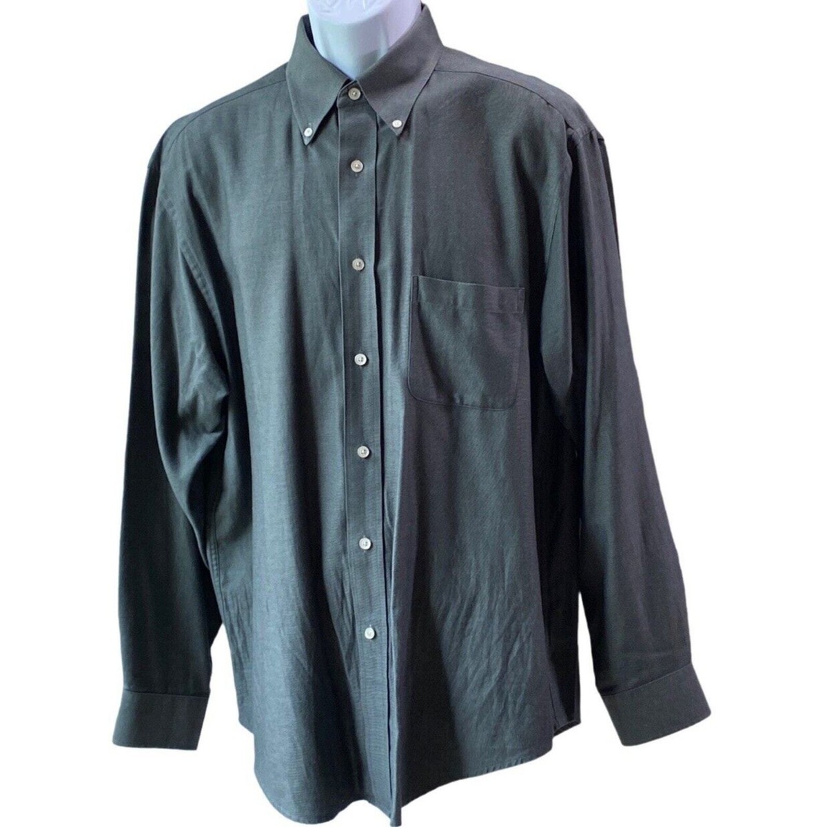turnbury dress shirts Heritage Turnbury Mens L Career Gray Button Up Cotton Petite Stripe Dress  Shirt
