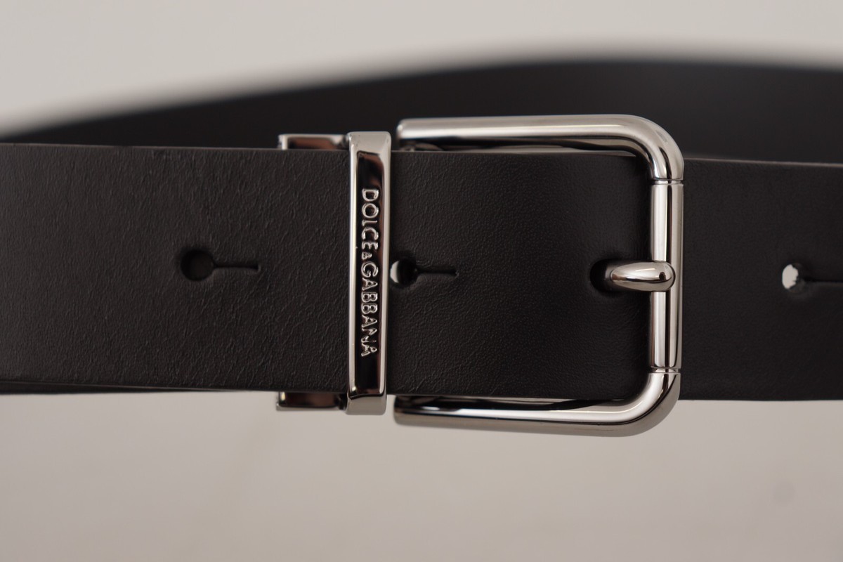 DOLCE & GABBANA Belt Black Casual Calf Leather Logo Metal
