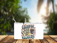 Coffee & Anxiety, 12oz Tumbler, Straw, Stainless Steel, Leak Proof, (t12-179)