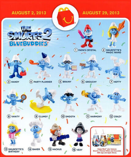 Toffeys Treasure Chest - 2013 McDonalds - SMURFS 2 - SCHTROUMPFS - happy  meal toy - Blue buddies – Toffey's Treasure Chest