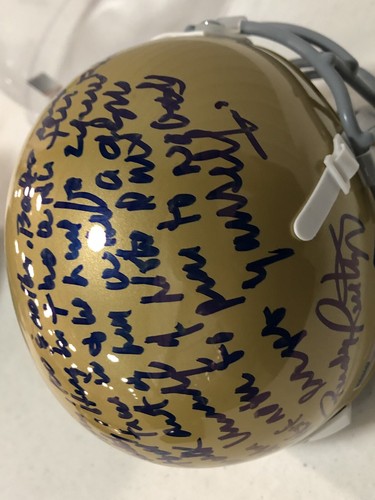 Minicasco irlandés Rudy 45 HOLO firmado discurso completo Notre Dame Rudy Ruettiger - Imagen 6 de 9