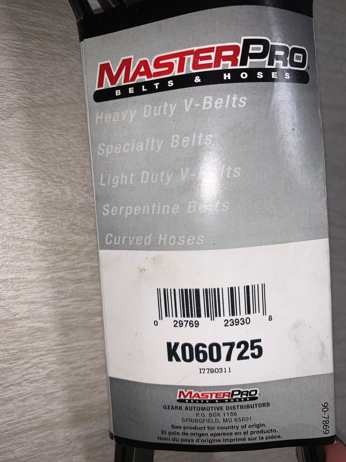 NEW MasterPro Heavy Duty Belt Hose Serpentine Belt K060725 6K725 13/16